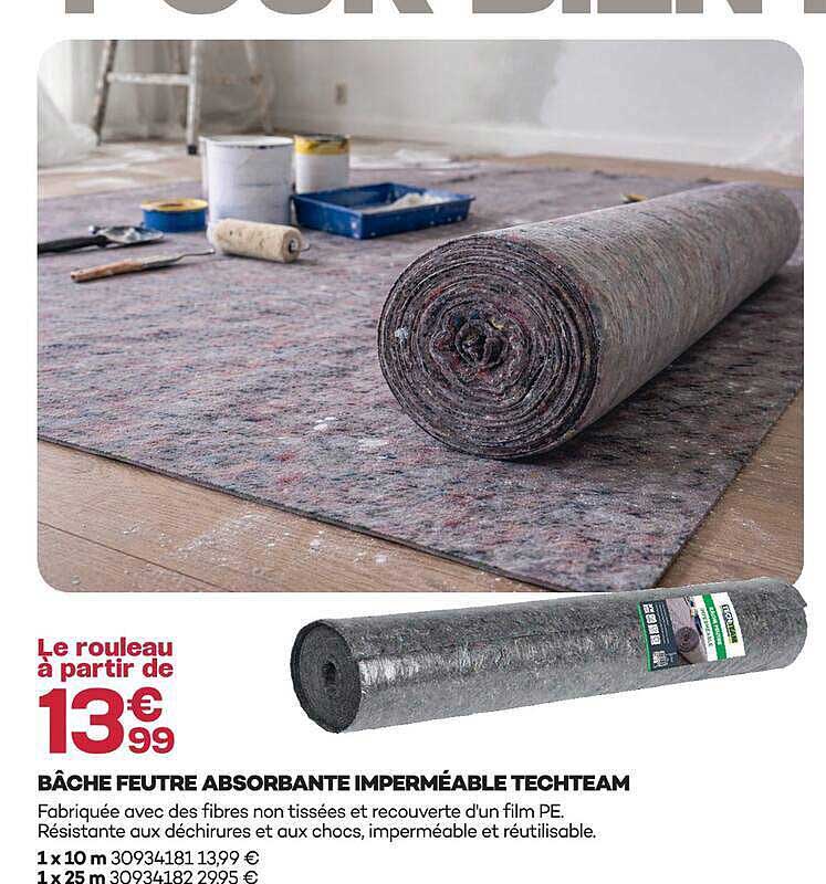 BÂCHE FEUTRE ABSORBANTE IMPERMÉABLE TECHTEAM