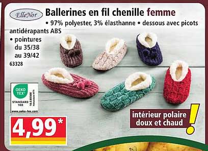 Ballerines en fil chenille femme