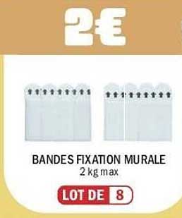 BANDES FIXATION MURALE 2 kg max LOT DE 8