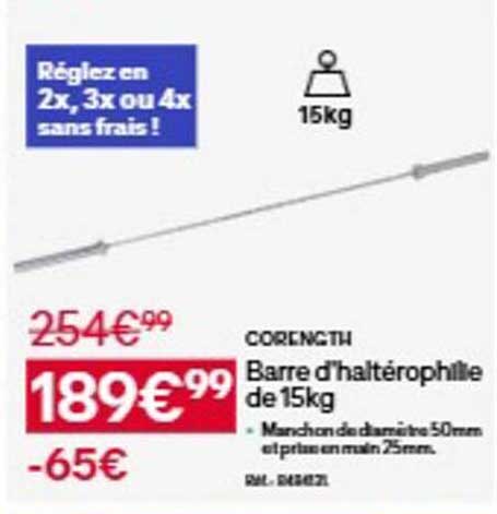 Barre d'haltérophile de 15kg