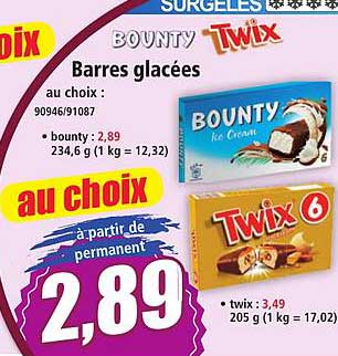 Barres glacées au choix