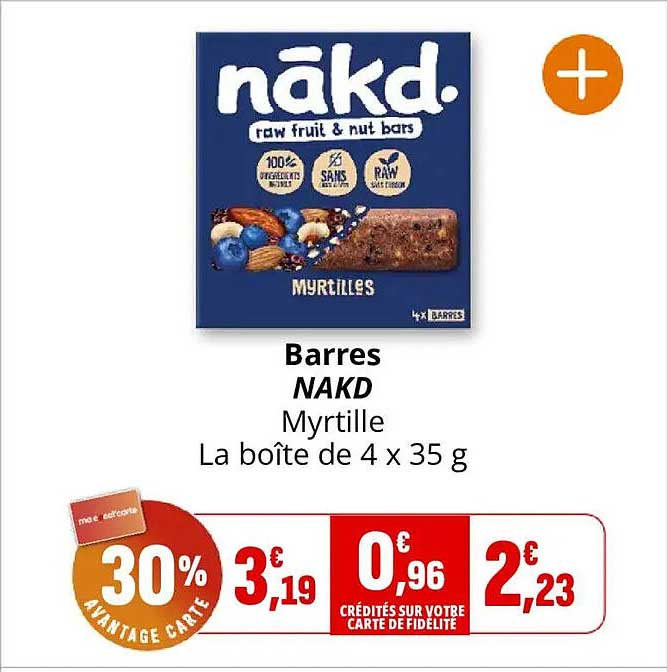 Barres NAKD Myrtille La boîte de 4 x 35 g