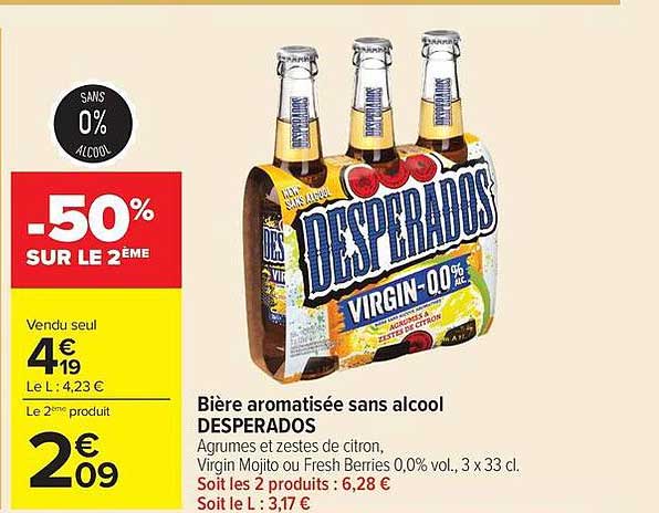 Bière aromatisée sans alcool DESPERADOS