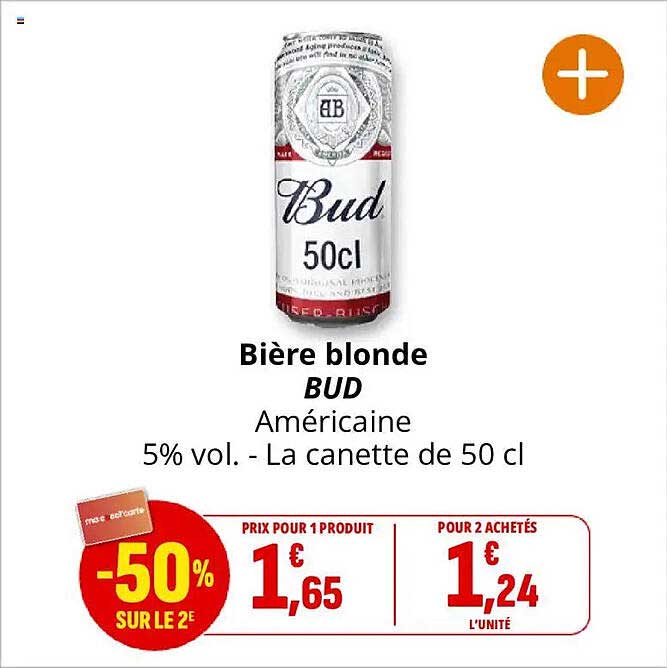 Bière blonde BUD Américaine 5% vol. - La canette de 50 cl