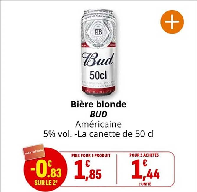 Bière blonde BUD Américaine 5% vol. - La canette de 50 cl