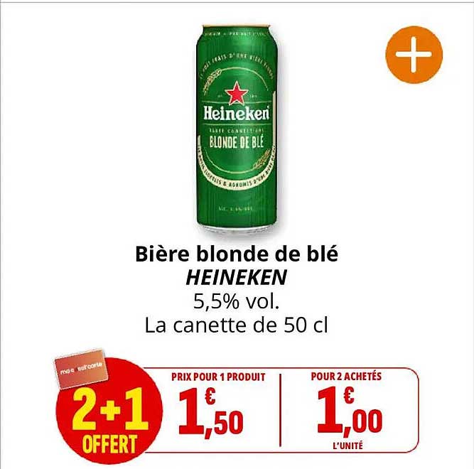Bière blonde de blé HEINEKEN 5,5% vol. La canette de 50 cl