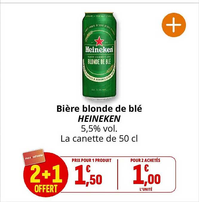 Bière blonde de blé HEINEKEN 5,5% vol. La canette de 50 cl