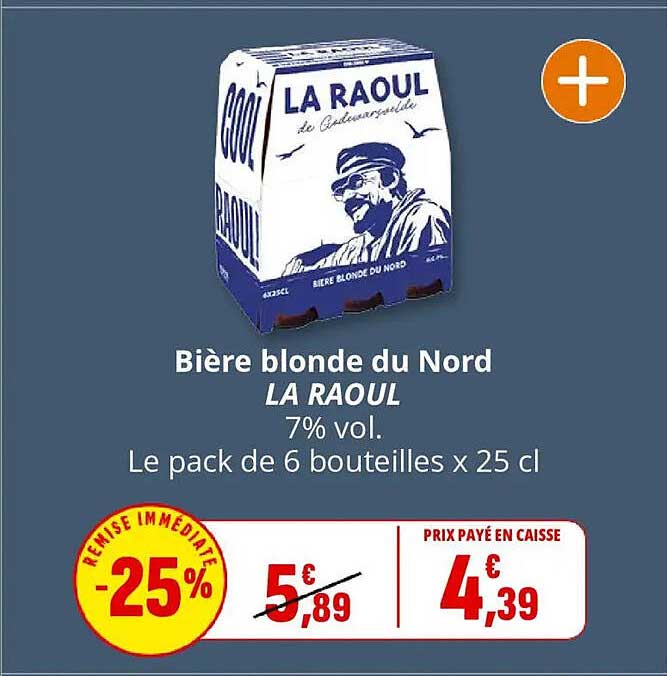 Bière blonde du Nord LA RAOUL 7% vol. Le pack de 6 bouteilles x 25 cl