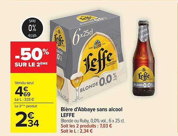 Bière d'Abbaye sans alcool LEFFE