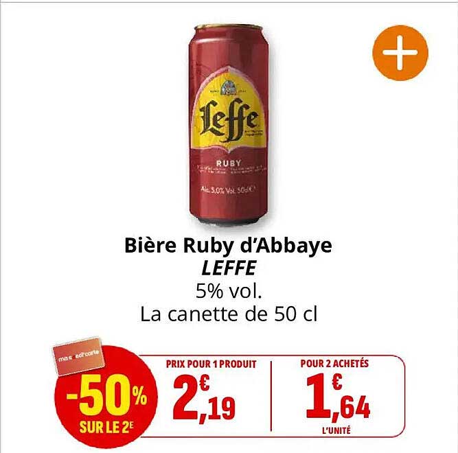 Bière Ruby d’Abbaye LEFFE 5% vol. La canette de 50 cl