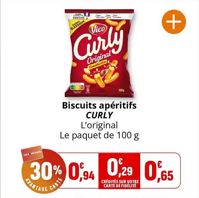 Biscuits apéritifs CURLY L’original Le paquet de 100 g