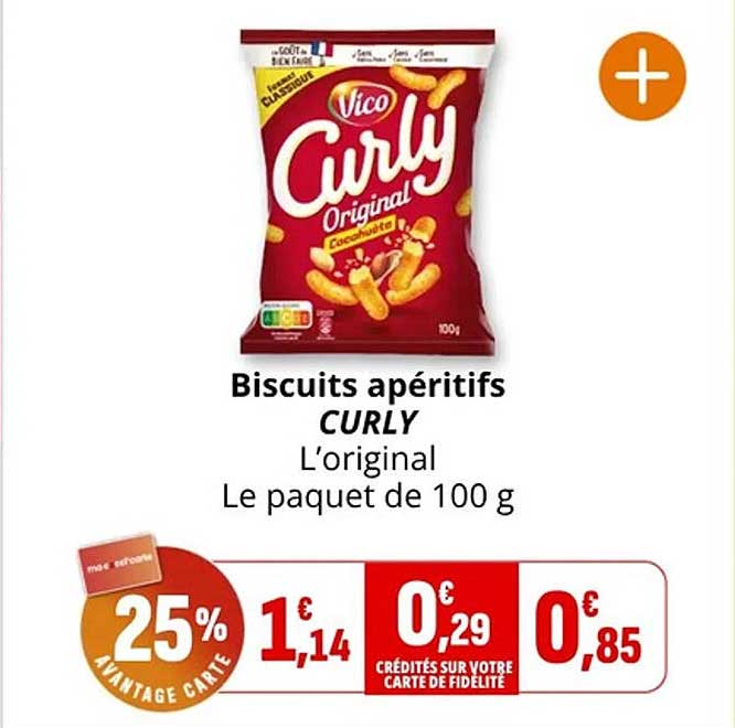 Biscuits apéritifs CURLY L’original Le paquet de 100 g