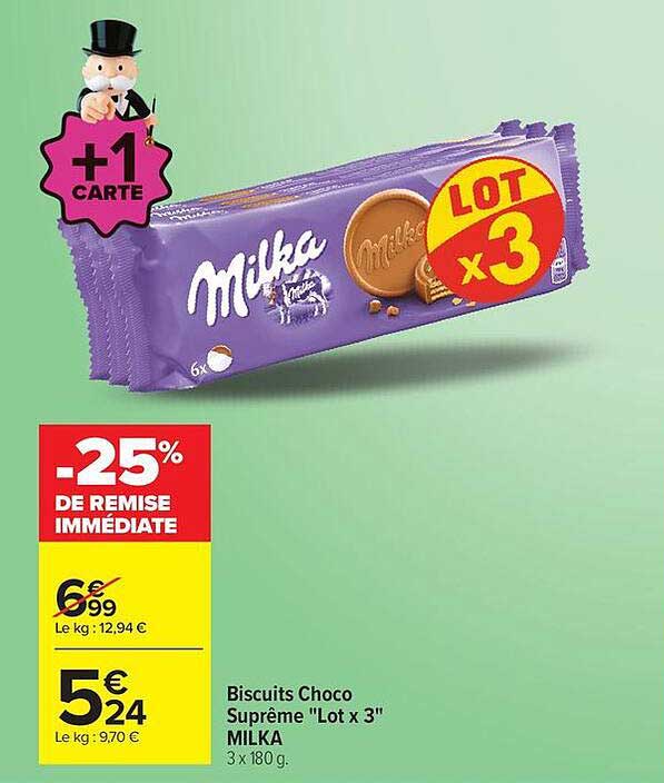 Biscuits Choco Suprême "Lot x 3" MILKA 3 x 180 g