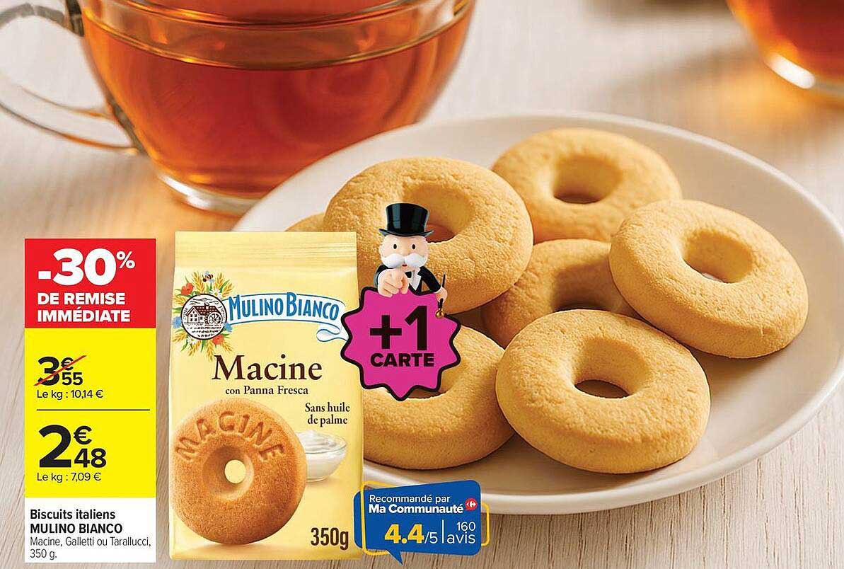 Biscuits italiens MULINO BIANCO Macine, Galletti ou Tarallucci, 350 g.