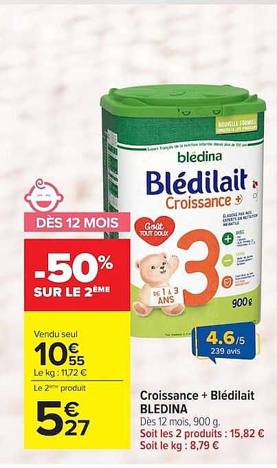 Blédilait Croissance + BLÉDINA