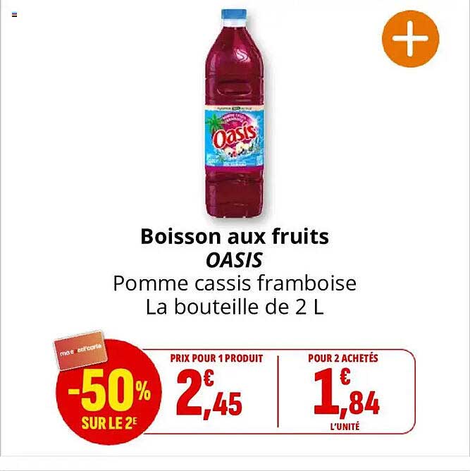 Boisson aux fruits OASIS Pomme cassis framboise La bouteille de 2 L