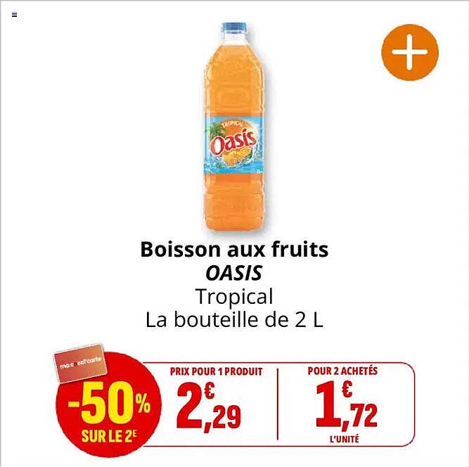 Boisson aux fruits OASIS Tropical La bouteille de 2 L