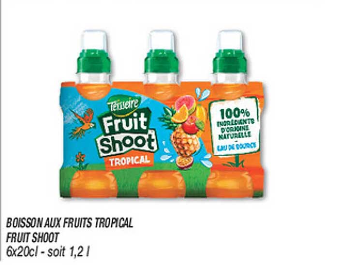 BOISSON AUX FRUITS TROPICAL FRUIT SHOOT 6x20cl - soit 1,2 l
