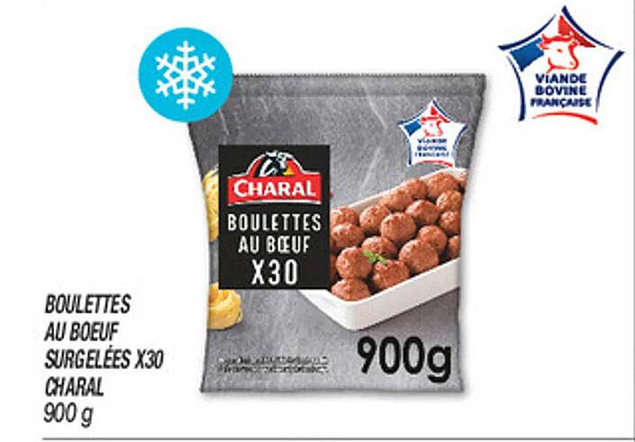 BOULETTES AU BOEUF SURGELÉES X30 CHARAL 900 g