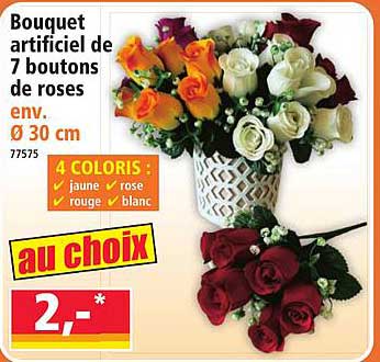 Bouquet artificiel de 7 boutons de roses env. Ø 30 cm