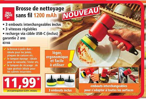 Brosse de nettoyage Sans fil 1200 mAh