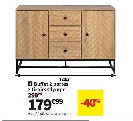 Buffet 2 portes 3 tiroirs Olympe