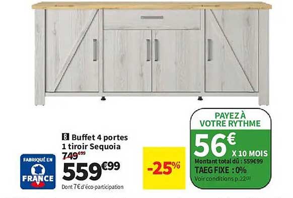 Buffet 4 portes 1 tiroir Sequoia