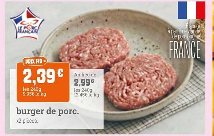 burger de porc. x2 pièces.