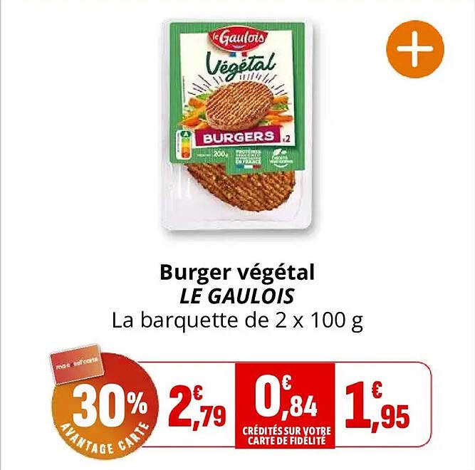 Burger végétal LE GAULOIS La barquette de 2 x 100 g