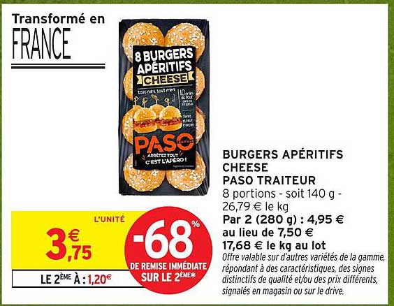 BURGERS APÉRITIFS CHEESE PASO TRAITEUR