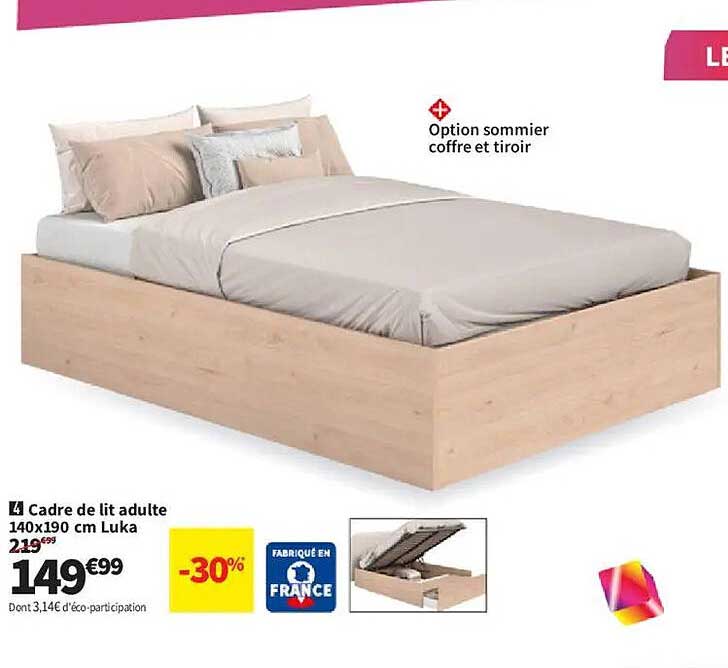 Cadre de lit adulte 140x190 cm Luka
