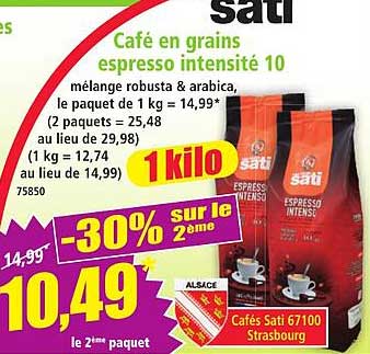 Café en grains espresso intensité 10