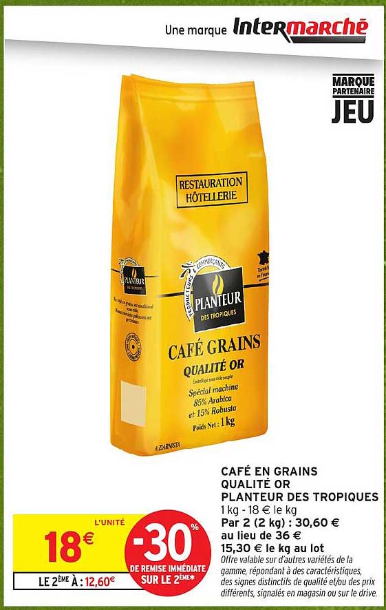 CAFÉ EN GRAINS QUALITÉ OR PLANTEUR DES TROPIQUES