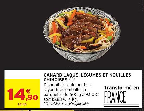 CANARD LAQUÉ, LÉGUMES ET NOUILLES CHINOISES