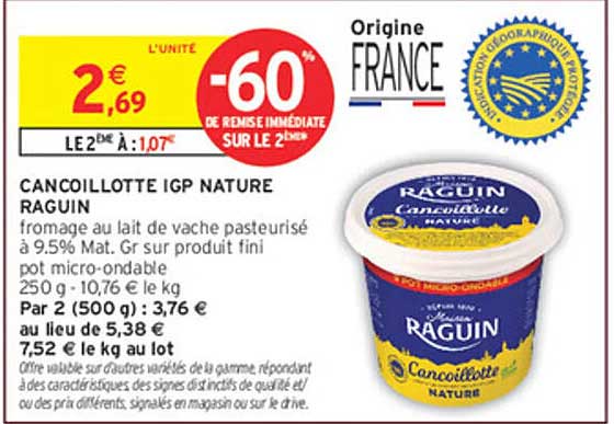 CANCOILLOTTE IGP NATURE RAGUIN