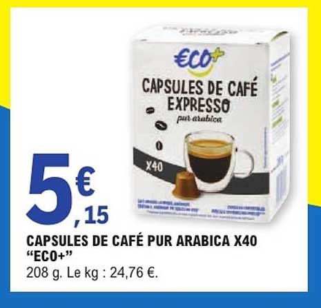 CAPSULES DE CAFÉ PUR ARABICA X40 “ECO+”