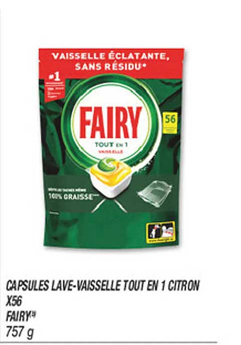 CAPSULES LAVE-VAISSELLE TOUT EN 1 CITRON X56 FAIRY™ 757 g