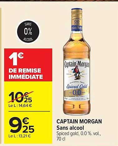 CAPTAIN MORGAN Sans alcool Spiced gold, 0,0 % vol., 70 cl