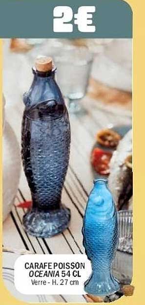 CARAFE POISSON OCEANIA 54 CL Verre - H. 27 cm