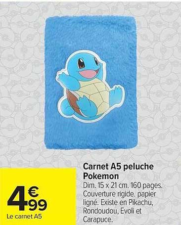 Carnet A5 peluche Pokemon