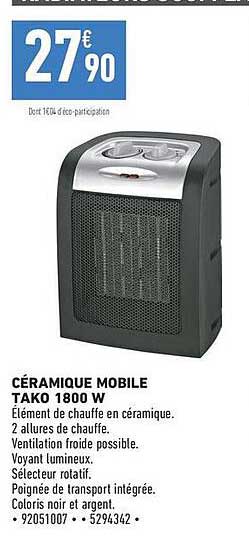 CÉRAMIQUE MOBILE TAKO 1800 W