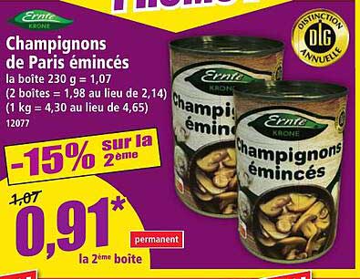 Champignons de Paris émincés