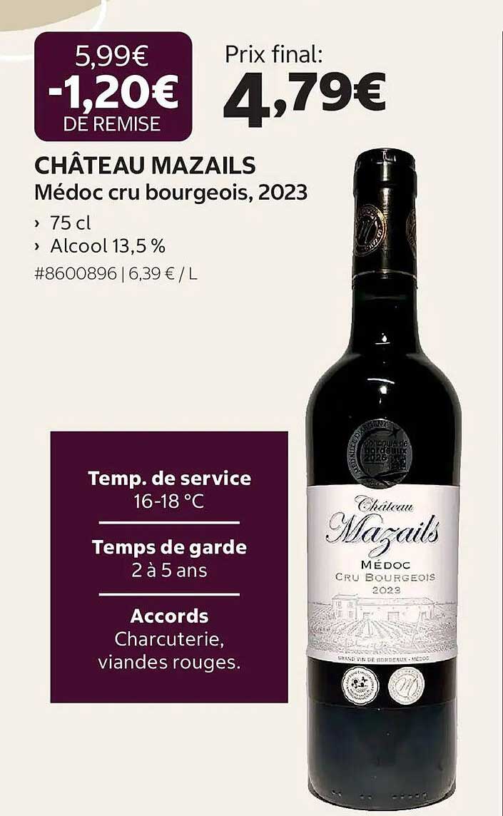 CHÂTEAU MAZAILS Médoc cru bourgeois, 2023