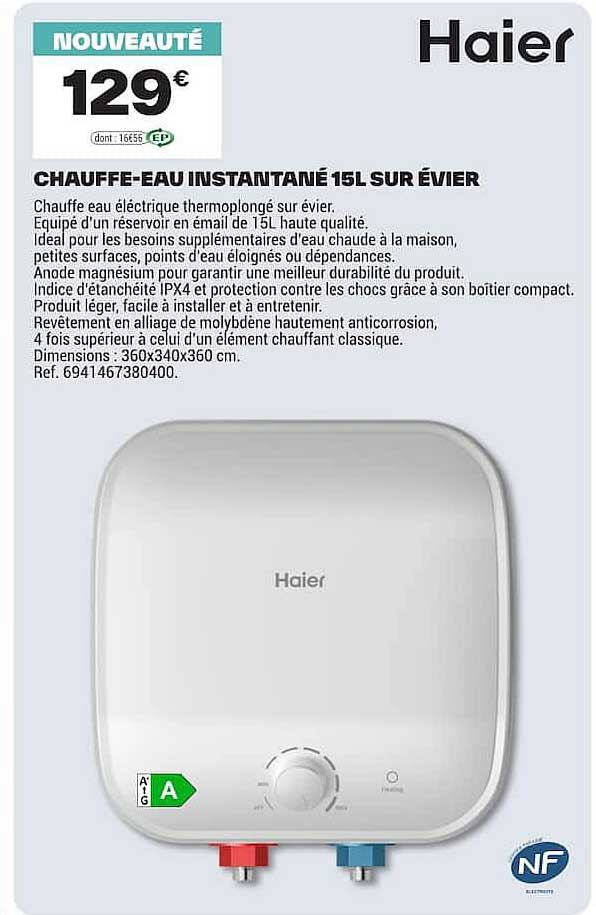 CHAUFFE-EAU INSTANTANÉ 15L SUR ÉVIER