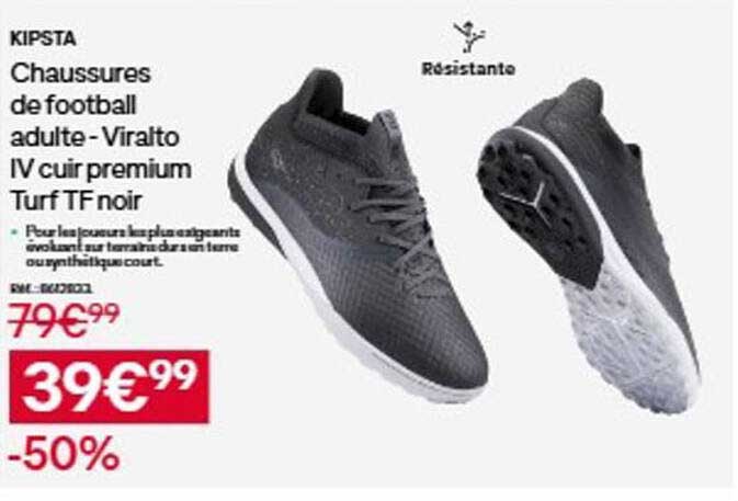 Chaussures de football adulte - Viralto IV cuir premium Turf Noir