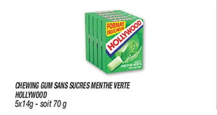 CHEWING GUM SANS SUCRES MENTHE VERTE HOLLYWOOD