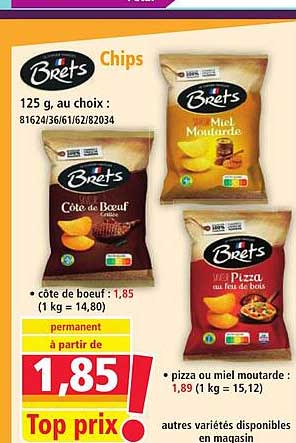 Chips 125 g, au choix : 81624/36/61/62/82034