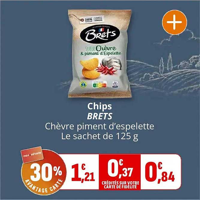 Chips BRETS Chèvre piment d'espelette Le sachet de 125 g
