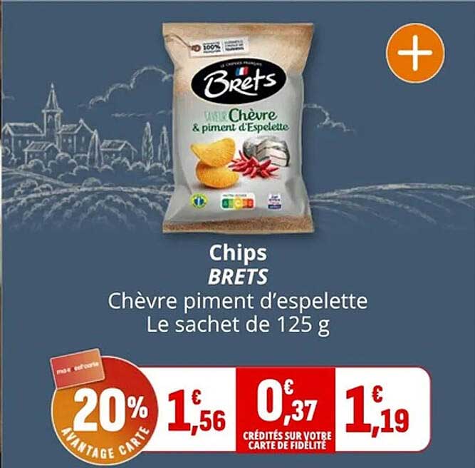 Chips BRETS Chèvre piment d'espelette Le sachet de 125 g