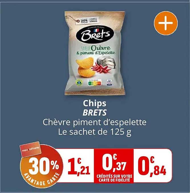Chips BRETS Chèvre piment d’espelette Le sachet de 125 g